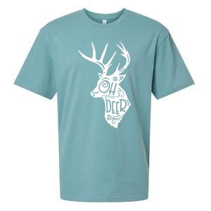 Christmas Snowflake Cute Deer Oh Reindeer Print Cool Gift Sueded Cloud Jersey T-Shirt