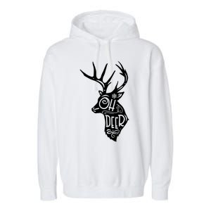 Christmas Snowflake Cute Deer Oh Reindeer Print Cool Gift Garment-Dyed Fleece Hoodie