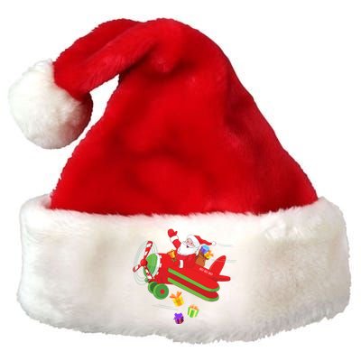 Christmas Santa Claus Pilot Flying Airplane Funny Gift Gift Premium Christmas Santa Hat