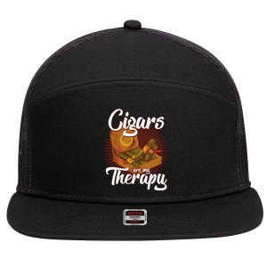 Cigar Smoking Cigars Are My Therapy Smoker Gift 7 Panel Mesh Trucker Snapback Hat