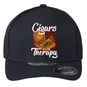 Cigar Smoking Cigars Are My Therapy Smoker Gift Flexfit Unipanel Trucker Cap