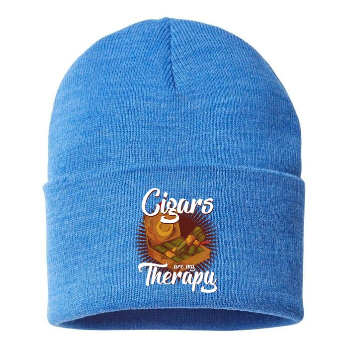 Cigar Smoking Cigars Are My Therapy Smoker Gift Sustainable Knit Beanie