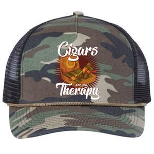 Cigar Smoking Cigars Are My Therapy Smoker Gift Retro Rope Trucker Hat Cap