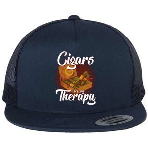 Cigar Smoking Cigars Are My Therapy Smoker Gift Flat Bill Trucker Hat