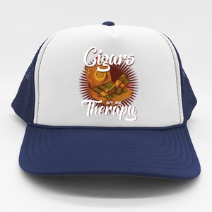 Cigar Smoking Cigars Are My Therapy Smoker Gift Trucker Hat