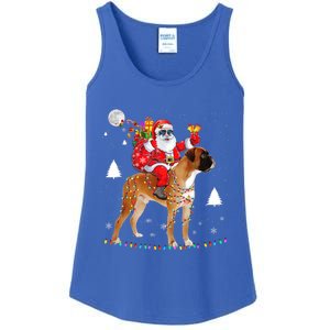 Christmas Santa Claus Riding Boxer Dog Lights Xmas Holiday Cool Gift Ladies Essential Tank