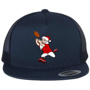 Christmas Santa Catching Football Team Sport Player Xmas Gift Flat Bill Trucker Hat