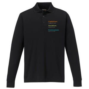 Capitalism Socialism Communism Libertarian Economics Freedom Performance Long Sleeve Polo