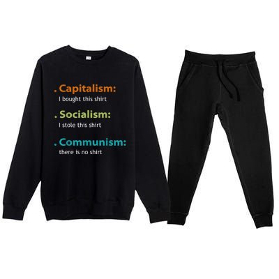 Capitalism Socialism Communism Libertarian Economics Freedom Premium Crewneck Sweatsuit Set