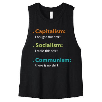 Capitalism Socialism Communism Libertarian Economics Freedom Women's Racerback Cropped Tank