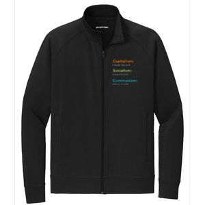 Capitalism Socialism Communism Libertarian Economics Freedom Stretch Full-Zip Cadet Jacket