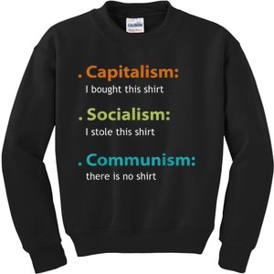 Capitalism Socialism Communism Libertarian Economics Freedom Kids Sweatshirt