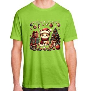 Cute Santa Cat With Christmas Stuff Adult ChromaSoft Performance T-Shirt