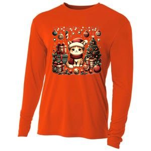 Cute Santa Cat With Christmas Stuff Cooling Performance Long Sleeve Crew