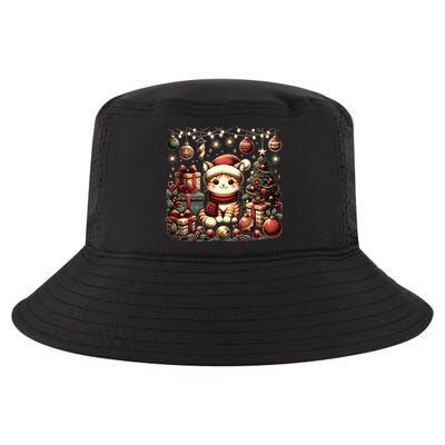 Cute Santa Cat With Christmas Stuff Cool Comfort Performance Bucket Hat