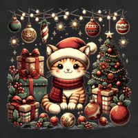 Cute Santa Cat With Christmas Stuff Cool Comfort Performance Bucket Hat
