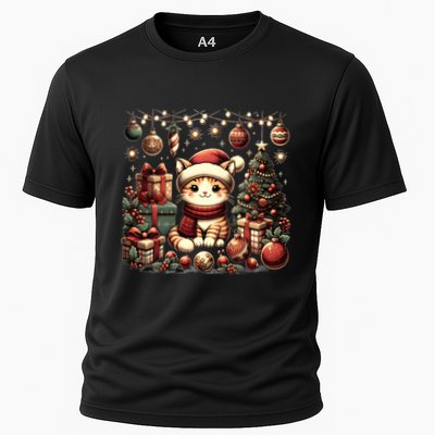 Cute Santa Cat With Christmas Stuff Performance Shirt