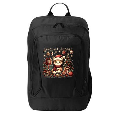 Cute Santa Cat With Christmas Stuff City Backpack