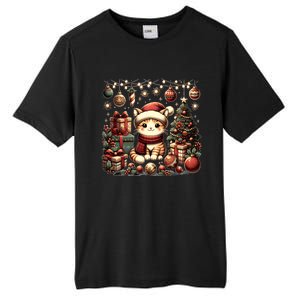 Cute Santa Cat With Christmas Stuff Tall Fusion ChromaSoft Performance T-Shirt