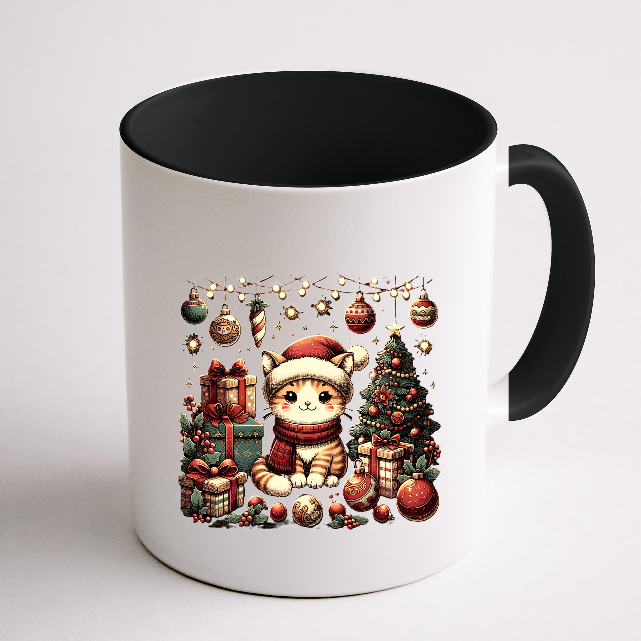 Cute Santa Cat With Christmas Stuff Mug