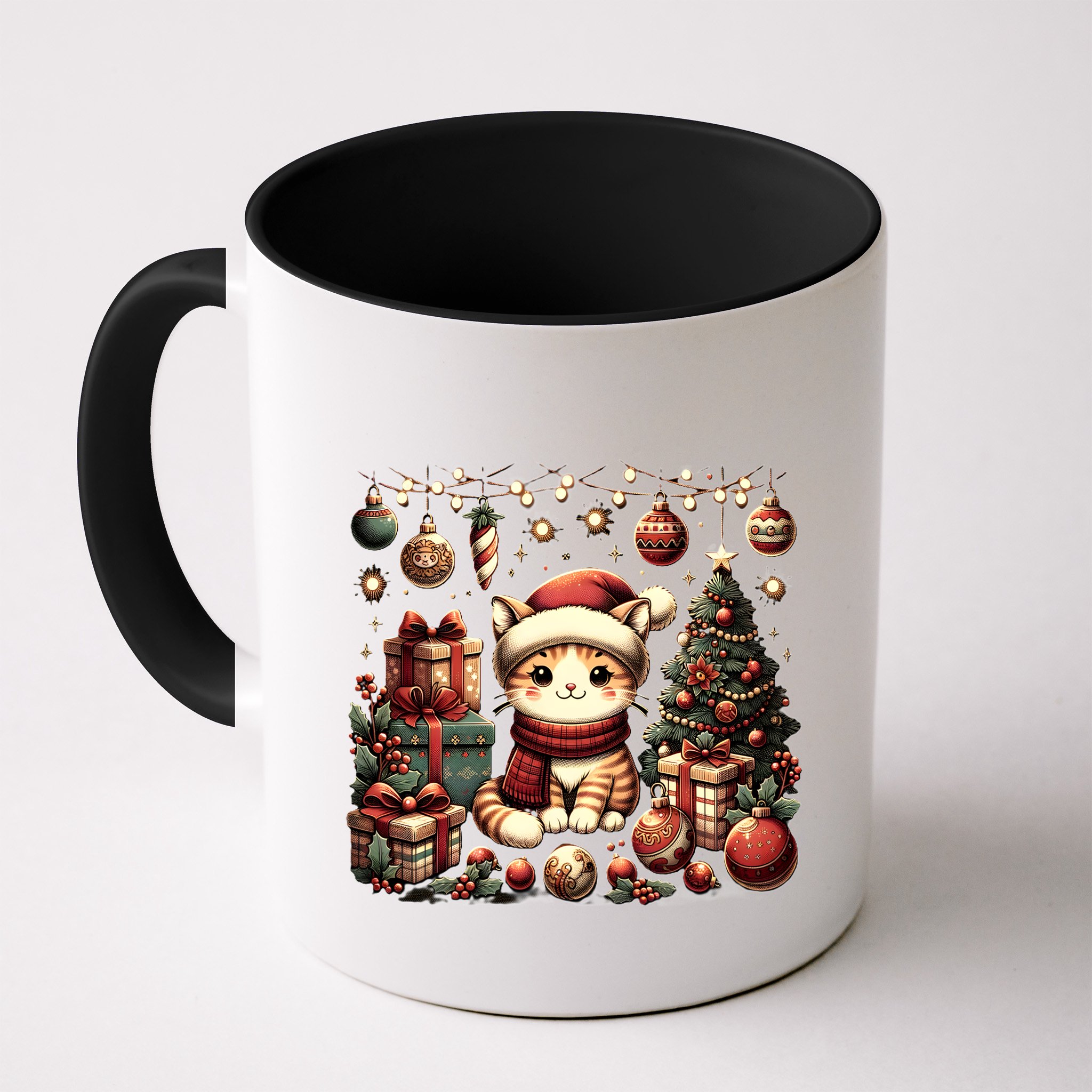 Cute Santa Cat With Christmas Stuff Mug