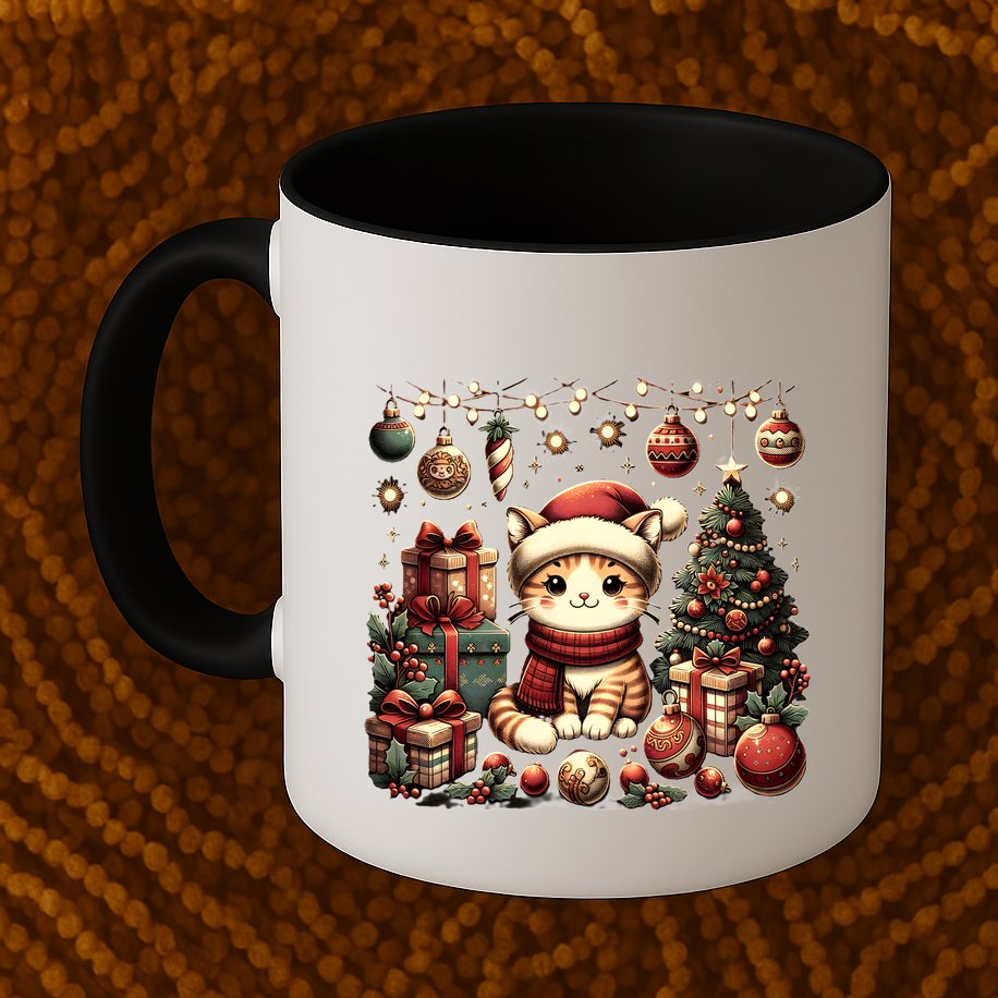 Cute Santa Cat With Christmas Stuff Mug