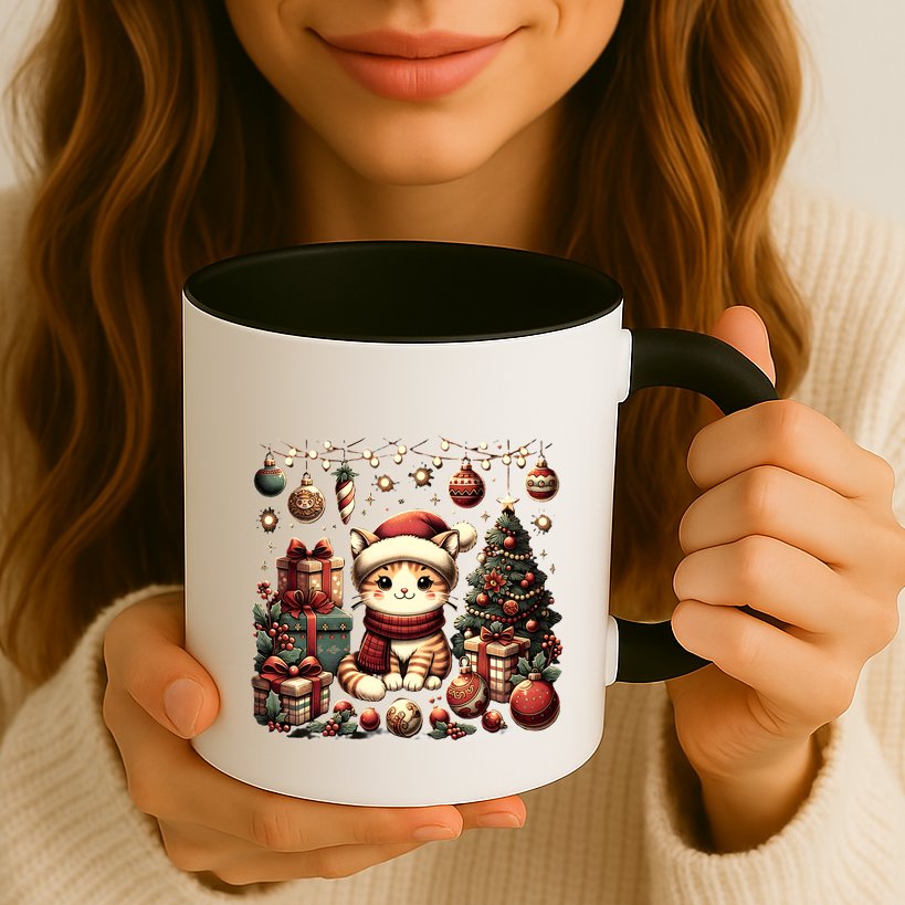 Cute Santa Cat With Christmas Stuff Mug