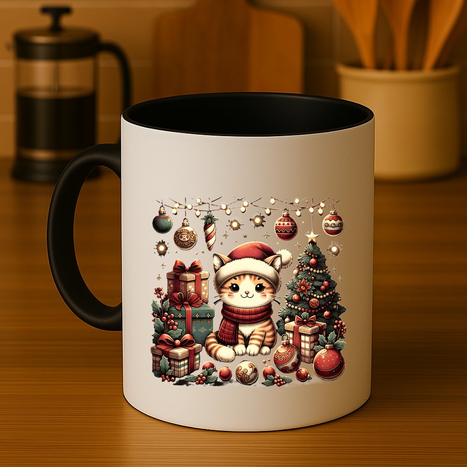 Cute Santa Cat With Christmas Stuff Mug