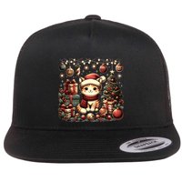 Cute Santa Cat With Christmas Stuff Flatbill Hat