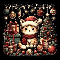 Cute Santa Cat With Christmas Stuff Flatbill Hat