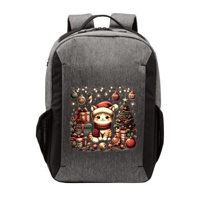 Cute Santa Cat With Christmas Stuff Vector Backpack