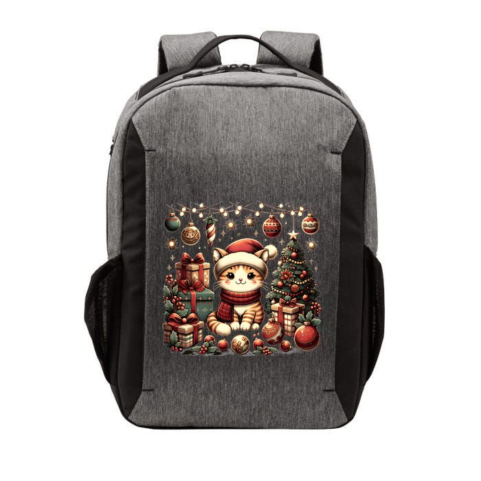 Cute Santa Cat With Christmas Stuff Vector Backpack