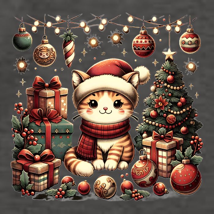 Cute Santa Cat With Christmas Stuff Vector Backpack