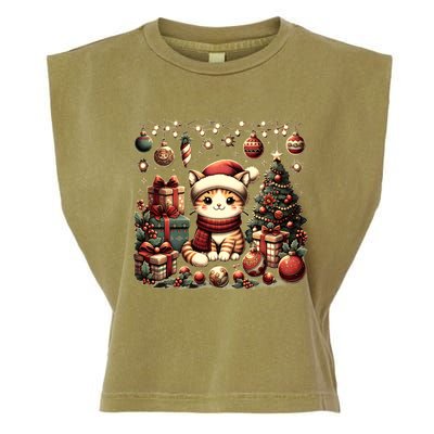 Cute Santa Cat With Christmas Stuff Garment-Dyed Women's Muscle Tee