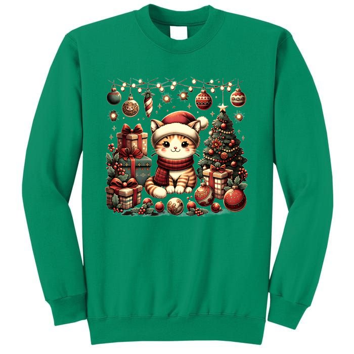 Cute Santa Cat With Christmas Stuff Sweatshirt