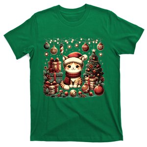 Cute Santa Cat With Christmas Stuff T-Shirt