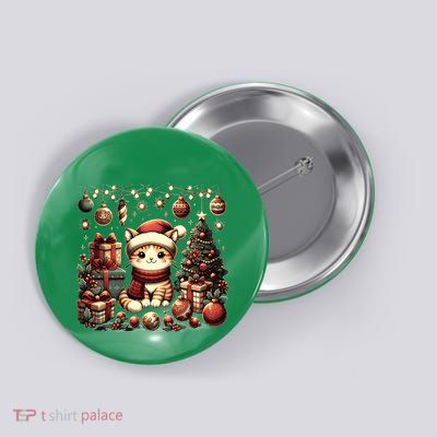Cute Santa Cat With Christmas Stuff Button