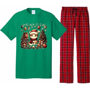 Cute Santa Cat With Christmas Stuff Pajama Set