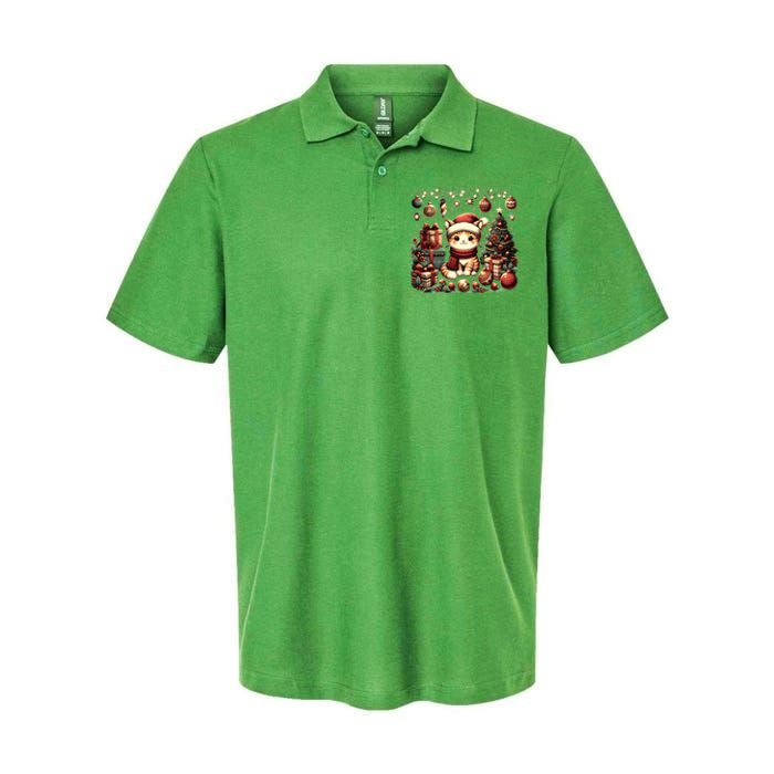 Cute Santa Cat With Christmas Stuff Softstyle Adult Sport Polo