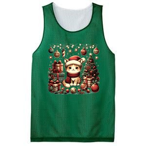 Cute Santa Cat With Christmas Stuff Mesh Reversible Basketball Jersey Tank