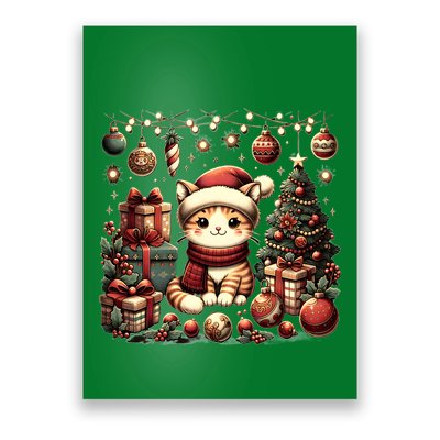 Cute Santa Cat With Christmas Stuff Poster