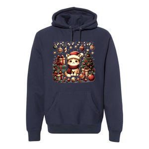 Cute Santa Cat With Christmas Stuff Premium Hoodie