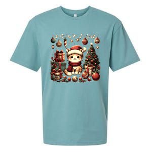 Cute Santa Cat With Christmas Stuff Sueded Cloud Jersey T-Shirt