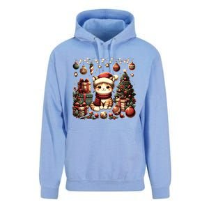 Cute Santa Cat With Christmas Stuff Unisex Surf Hoodie