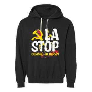 Commiela Stop Commiela Harris Stop Kamala Trump 2024 Garment-Dyed Fleece Hoodie