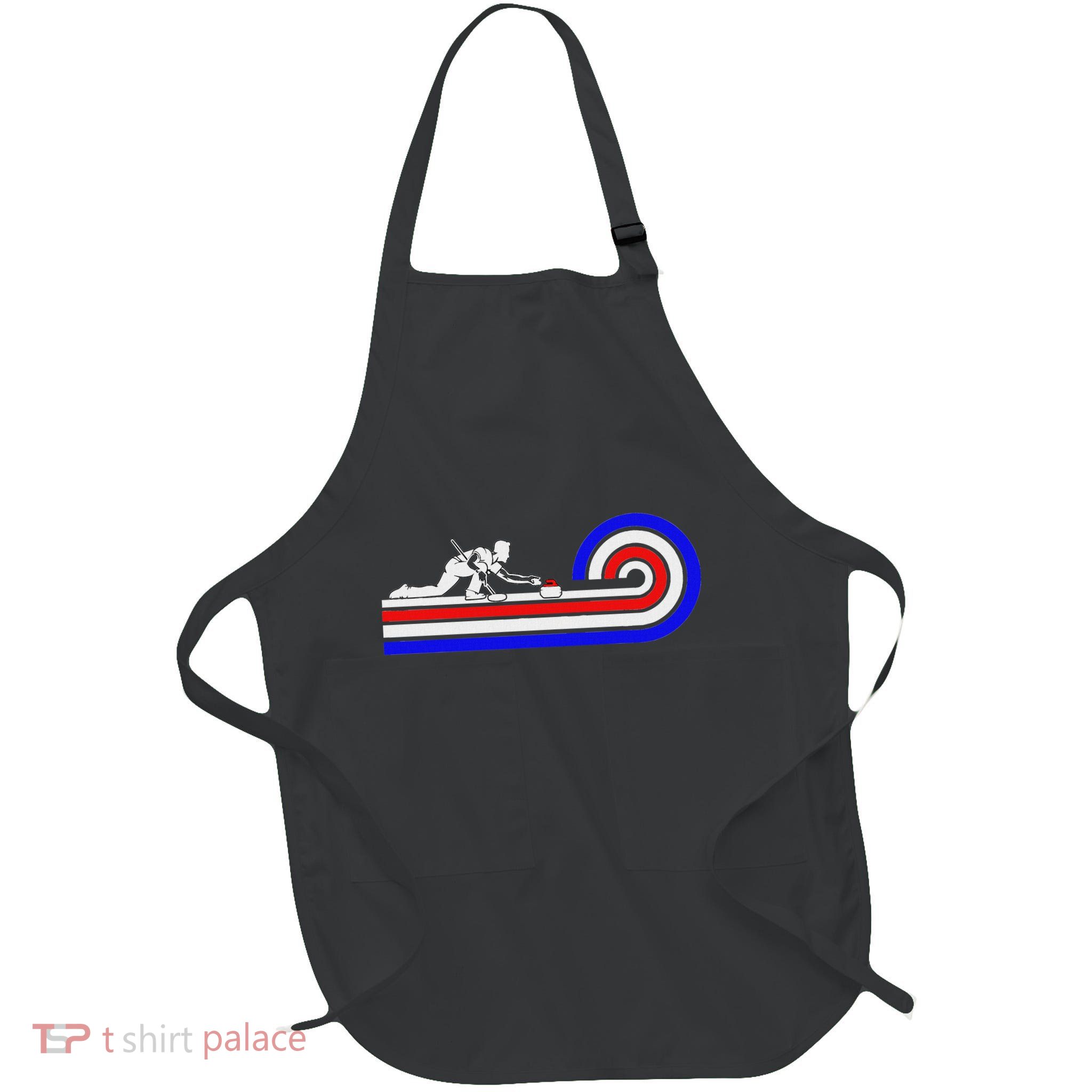 Curler Sliding Curling Stone Retro Curling Full-Length Apron With Pockets