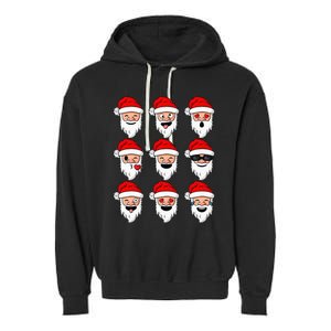 Christmas Santa Claus Funny Faces xmas Garment-Dyed Fleece Hoodie