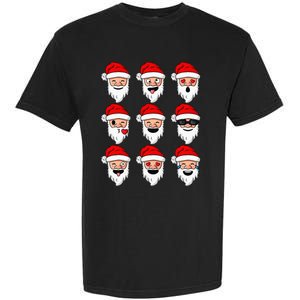 Christmas Santa Claus Funny Faces xmas Garment-Dyed Heavyweight T-Shirt