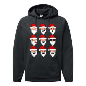 Christmas Santa Claus Funny Faces xmas Performance Fleece Hoodie