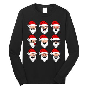 Christmas Santa Claus Funny Faces xmas Long Sleeve Shirt